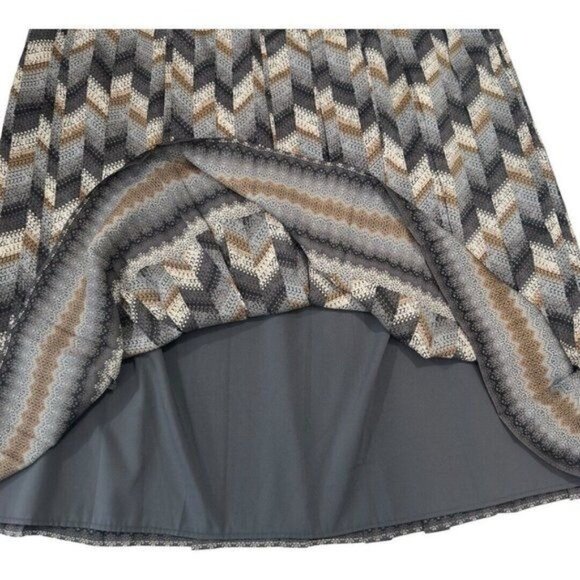 Talbots Women SZ 14 Multicolored Pleated Chevron Print Skirt Midi Length Casual - Picture 4 of 9